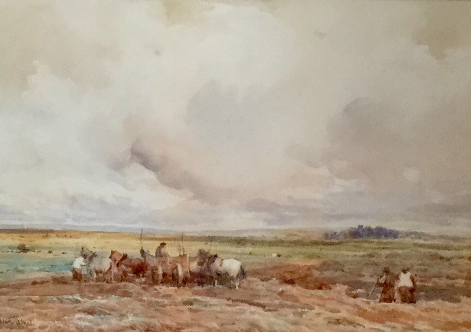 Claude Hayes Watercolour - Hay Making in Norfolk (1 of 2)