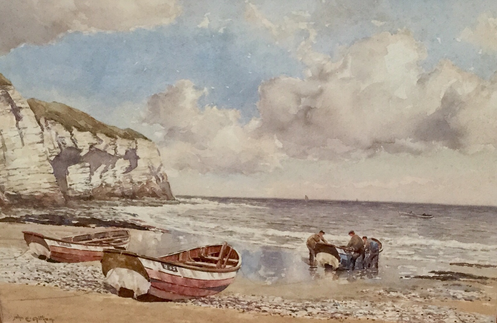 John Ernest Aitken Watercolour’ Hauling in the Boats Flamborough Head, East Yorkshire’ (1 of 2) John Ernest Aitken Watercolour’ Hauling in the Boats Flamborough Head, East Yorkshire’ (1 of 2)