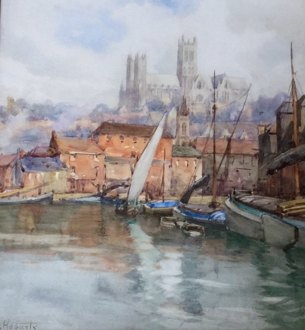 Mary S. Hagarty Watercolour - Lincoln Cathedral from Brayford Quay (1 of 3)