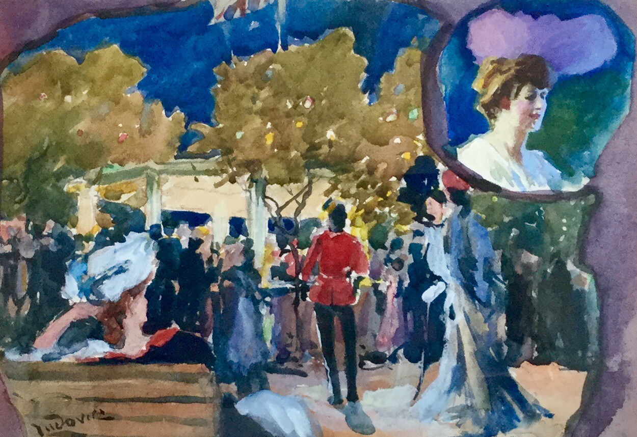 Albert Ludovici Junior Watercolour - Listening To the Band (1 of 2)