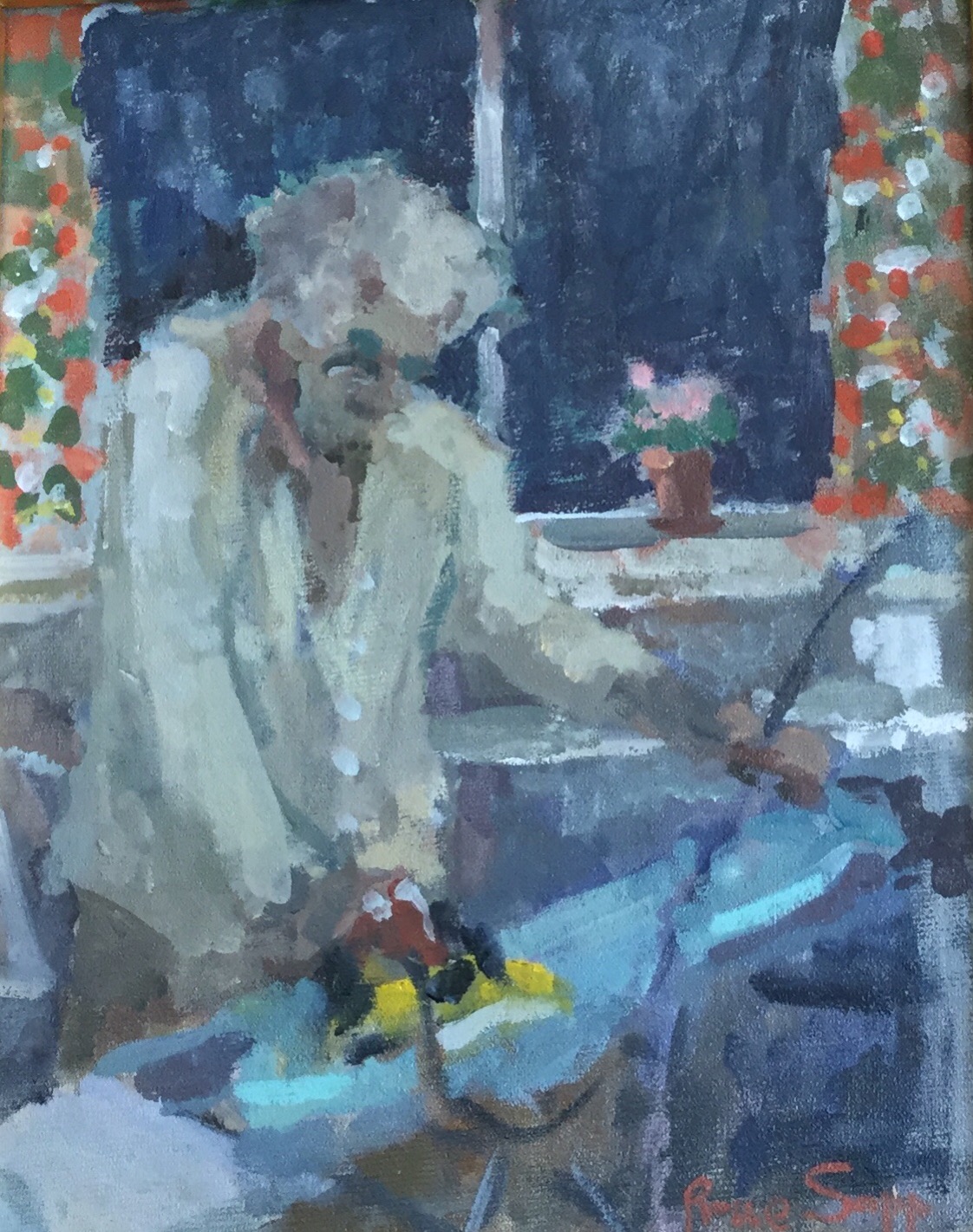 Prue Sapp Oil Painting ‘Granny Ironing’ (1 of 2) Prue Sapp Oil Painting ‘Granny Ironing’ (1 of 2)