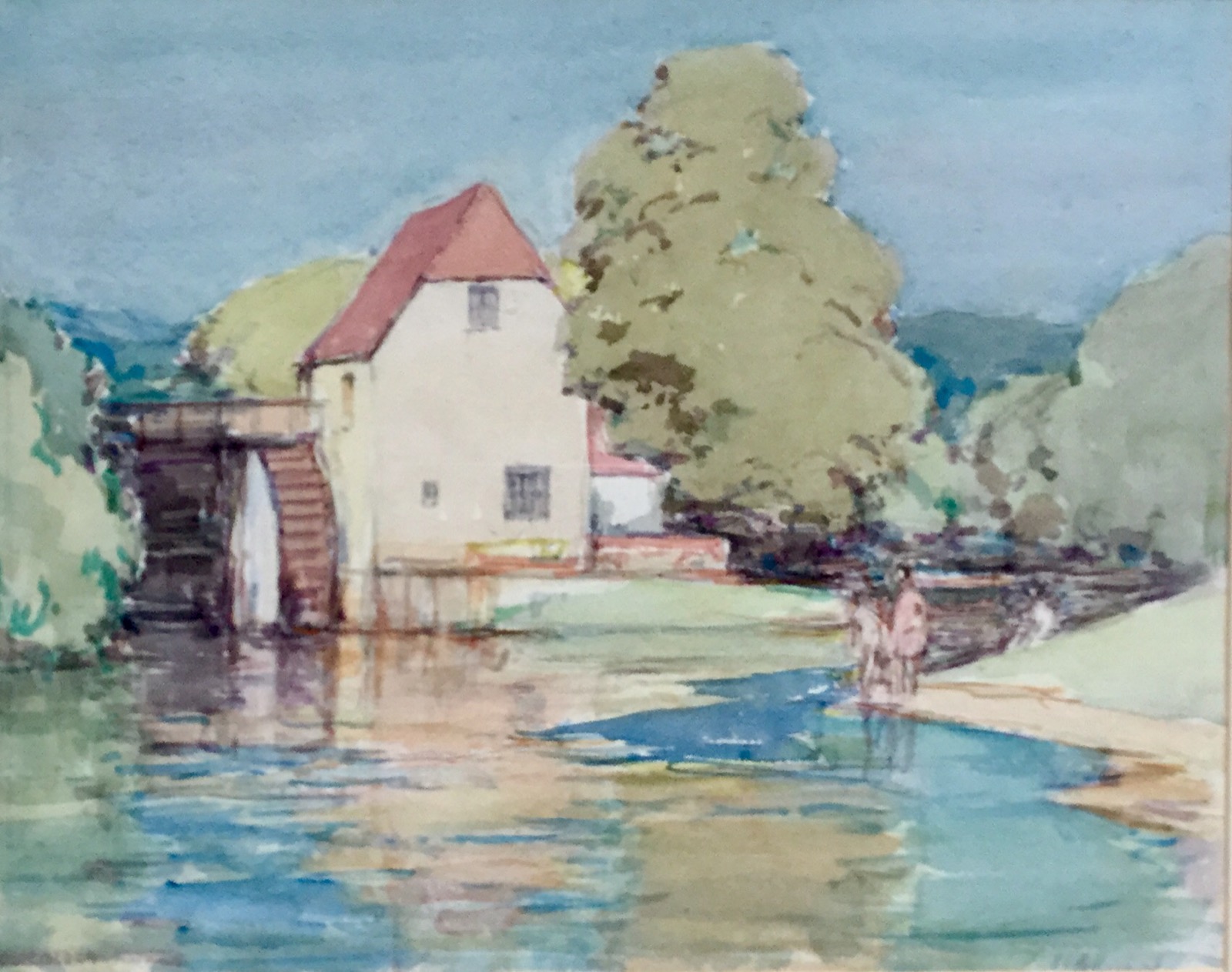 Alfred John Billinghurst Watercolour - Children Playing by a Mill Stream (1 of 3)