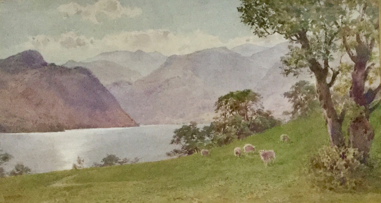 Cuthbert Rigby Watercolour ‘Lake District View with Sheep’ (1 of 1) Cuthbert Rigby Watercolour ‘Lake District View with Sheep’ (1 of 1)