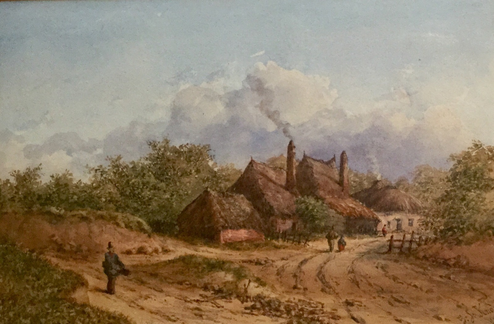 George James Knox Watercolour - Rural Landscape with Thatched Cottages & Figures (1 of 3) George James Knox Watercolour - Rural Landscape with Thatched Cottages & Figures (1 of 3)