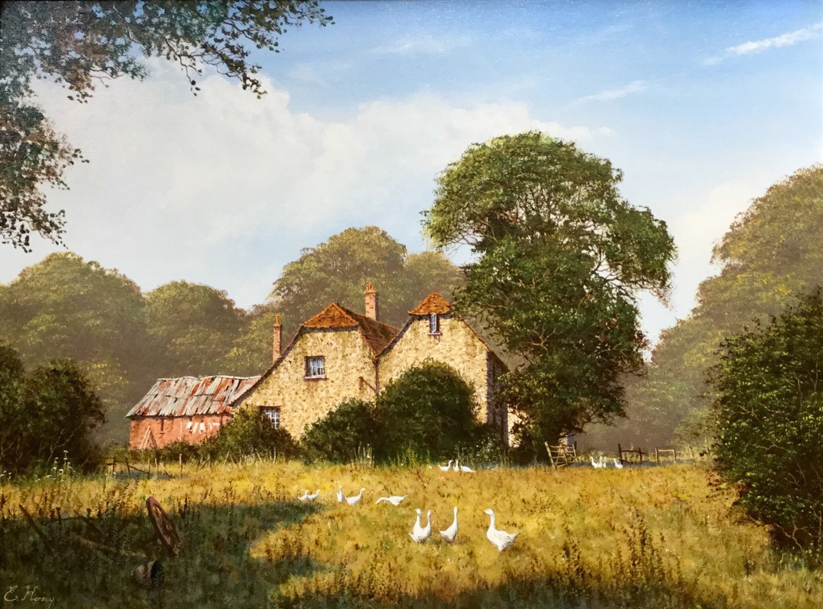 Edward Hersey Oil Painting ‘The Old Farmhouse’ (1 of 4) Edward Hersey Oil Painting ‘The Old Farmhouse’ (1 of 4)