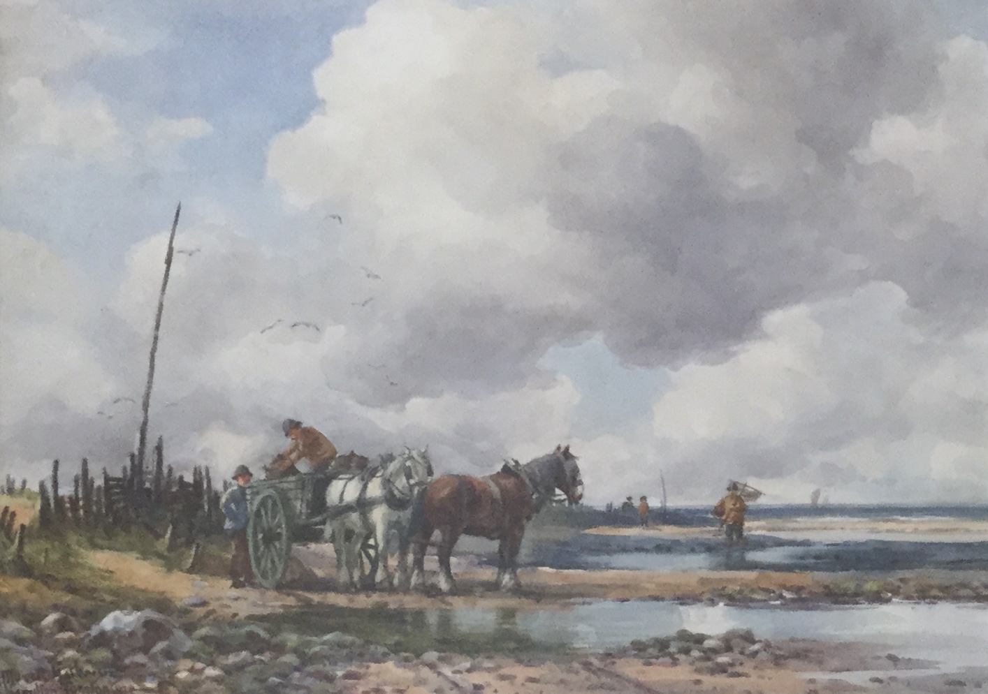 George Hamilton Constantine Watercolour - The Mussel Gatherers (1 of 2)