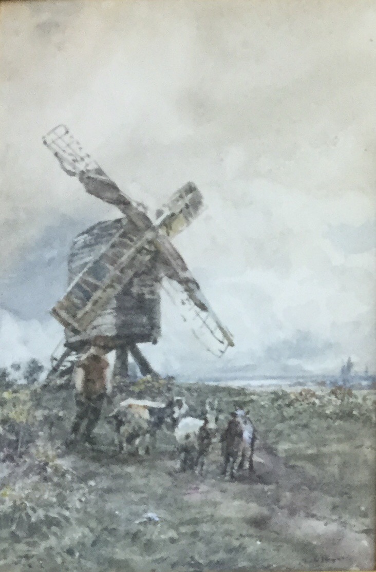 Claude Hayes Watercolour - A Mill Near Snoring, Norfolk (1 of 3)