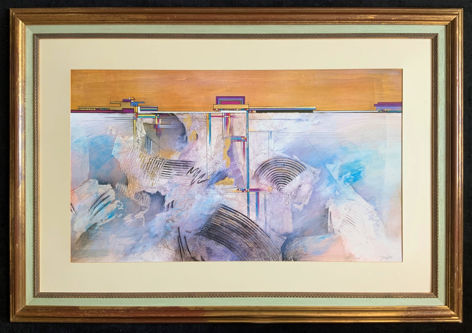 'John Douglas' Large Superb Framed Contemporary Abstract Mixed Media