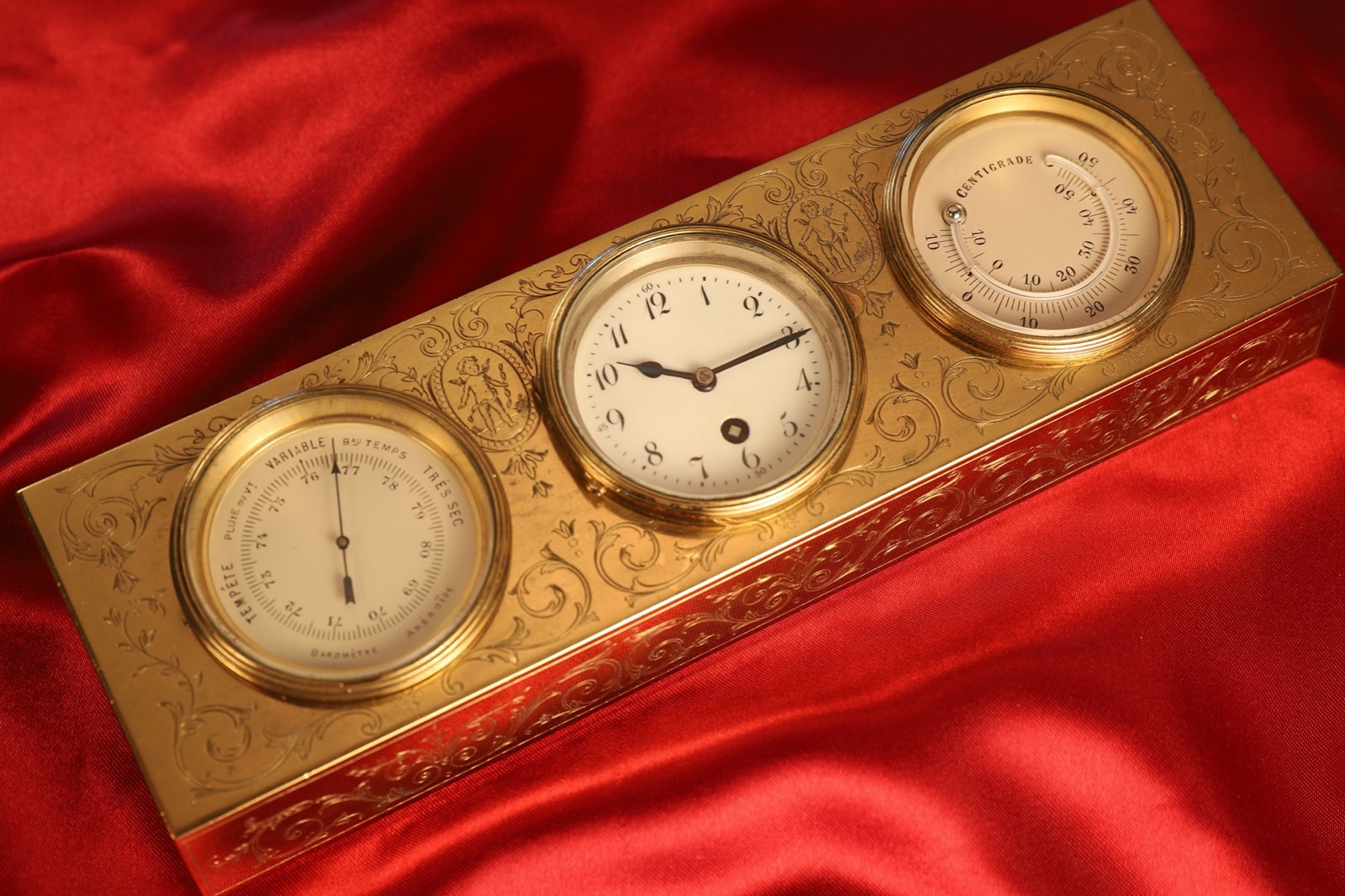 French Gilt Brass Desk Compendium Retailed by Dreyfous c.1910 (1 of 12)