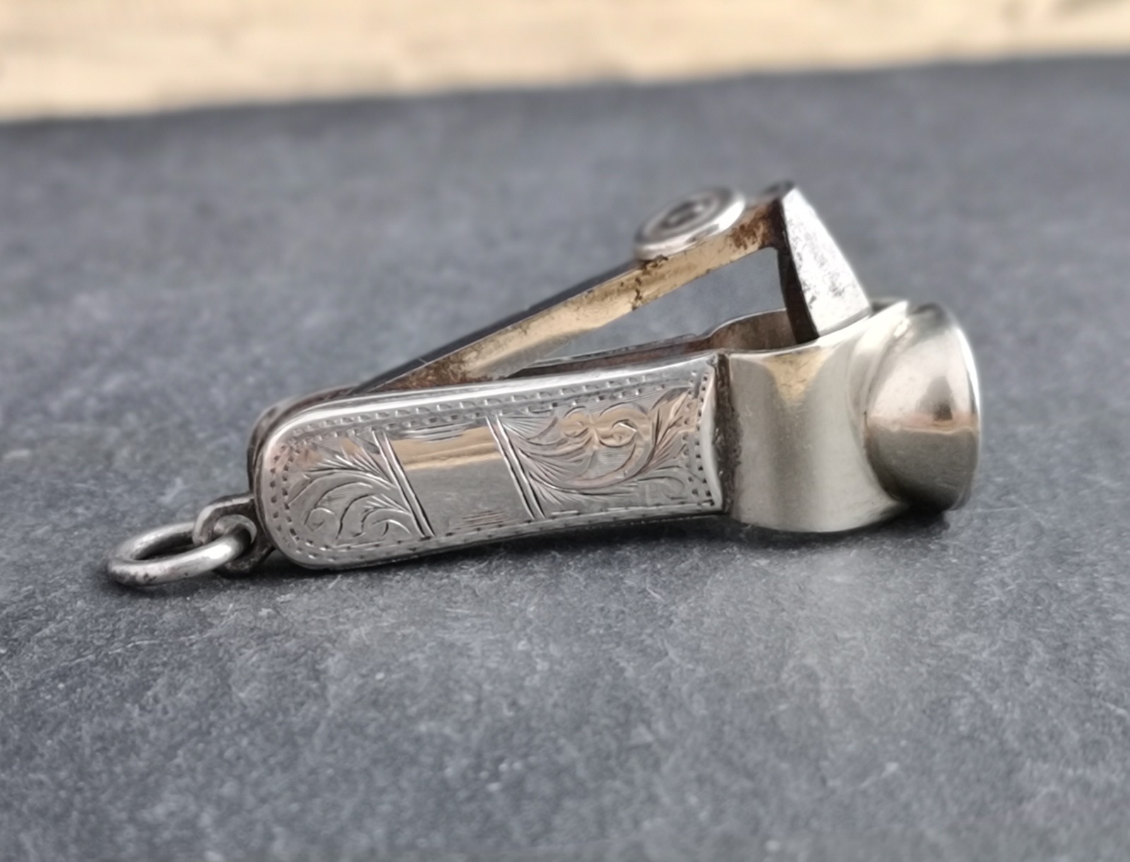 Antique Sterling Silver Cigar Cutter Fob (1 of 9) Antique Sterling Silver Cigar Cutter Fob (1 of 9)