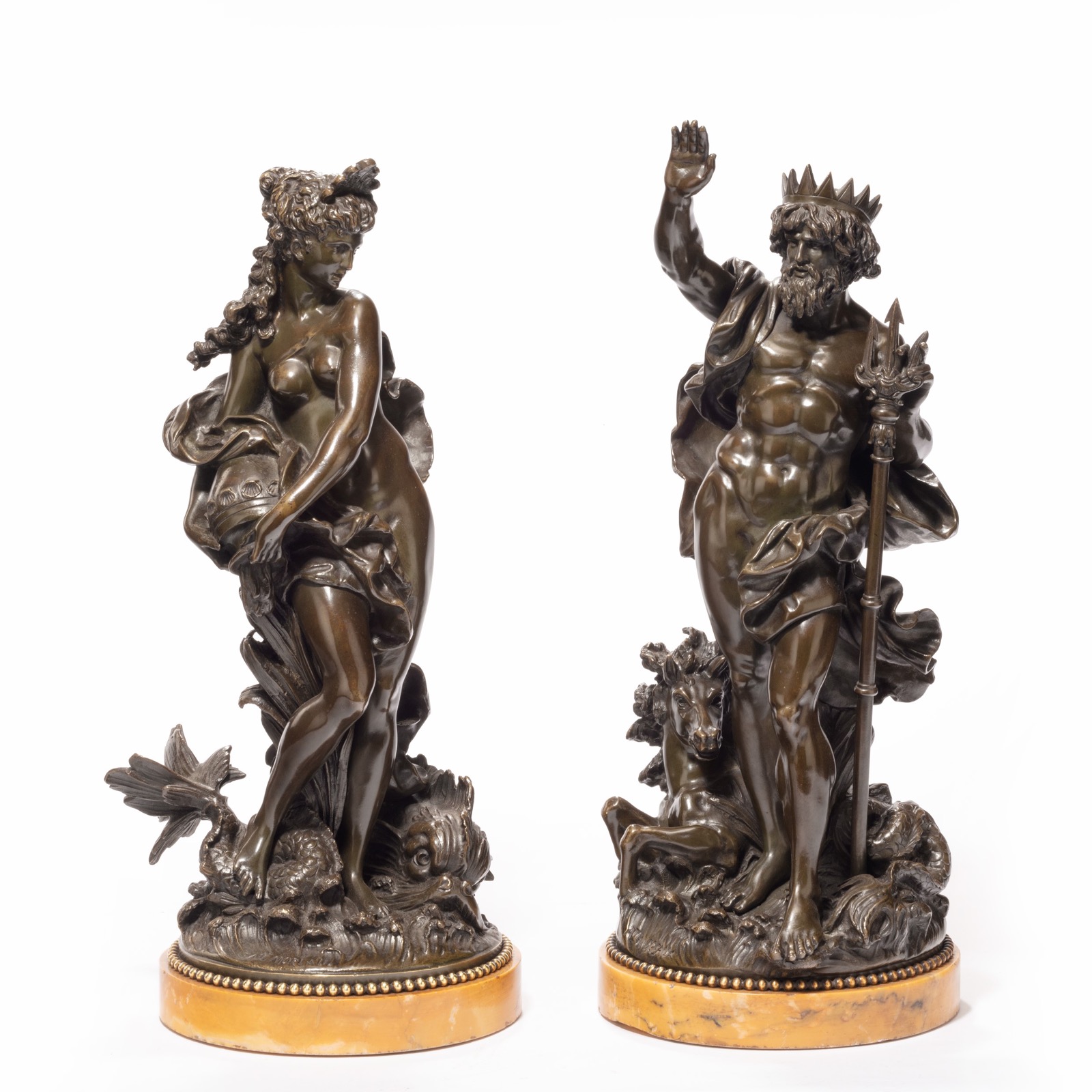 Pair of Bronzes Depicting Poseidon Neptune & Amphitrite by the Moreau Atelier (1 of 1)