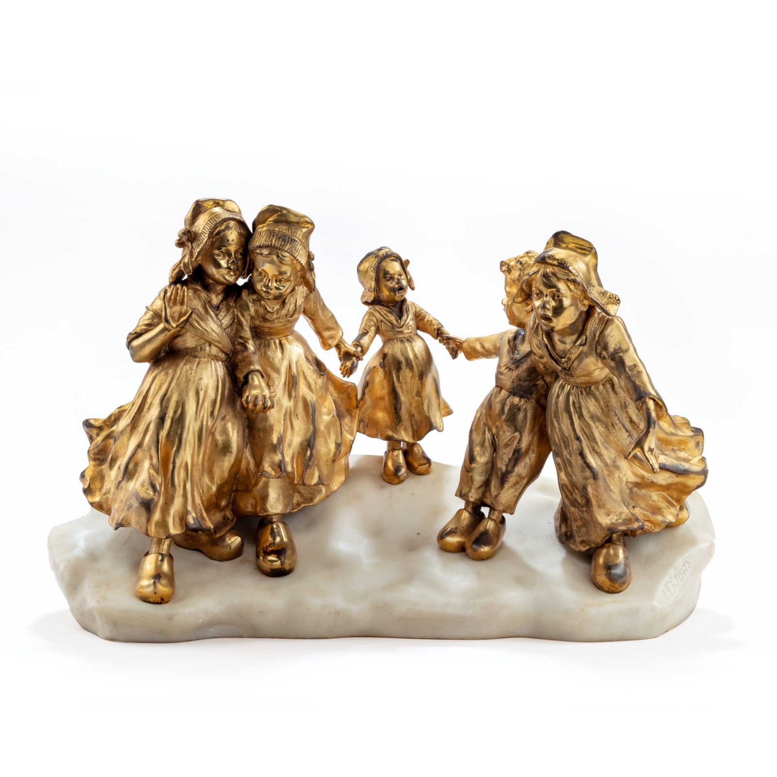 Charming Gilt Bronze Group of Dutch Children by Foste (1 of 7)