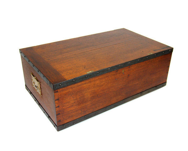 Brass Bound Teak Campaign Trunk c.1890 (1 of 3)