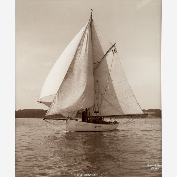 Early Silver Gelatin Photographic Print by Beken of Cowes - Yacht White Heather (1 of 1)