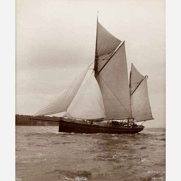 Early Silver Gelatin Photographic Print by Beken of Cowes - Yacht Revive (1 of 1)