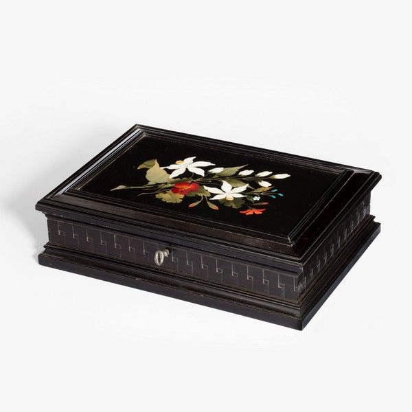 Italian Rectangular Pietra Dura & Ebony Box (1 of 4) Italian Rectangular Pietra Dura & Ebony Box (1 of 4)