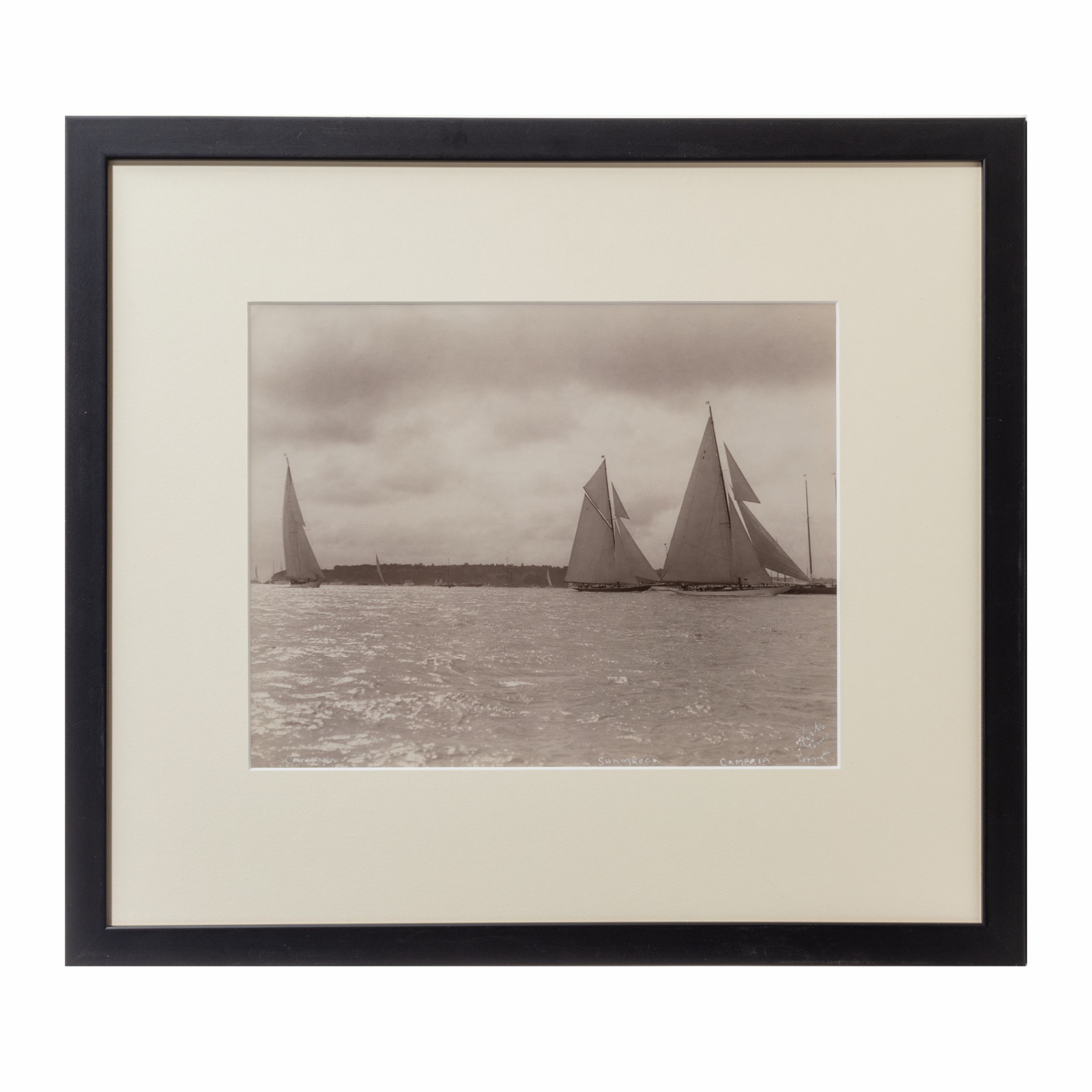 Silver Gelatin Print of J Class Racing Through Cowes Roads Signed Kirk of Cowes (1 of 1)
