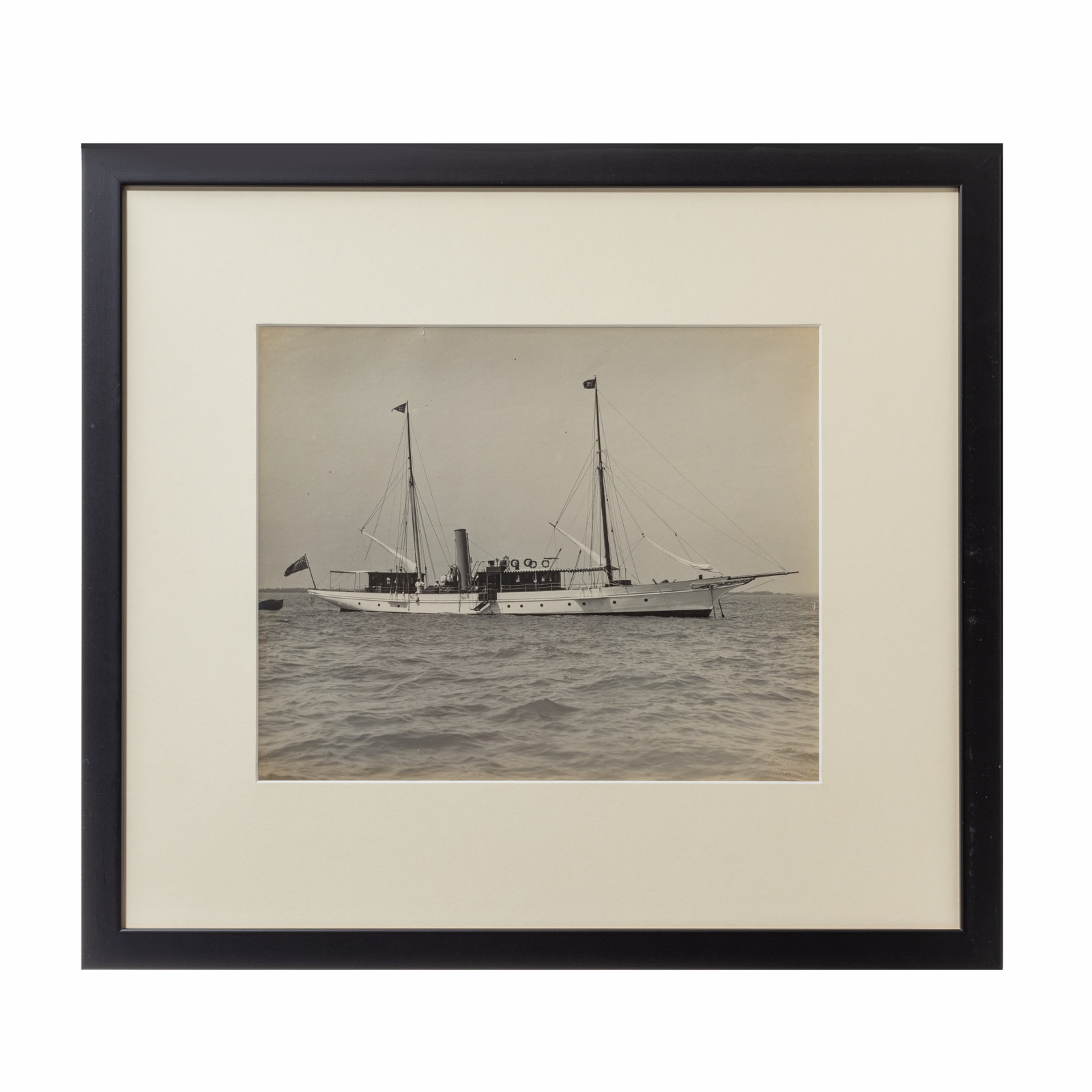 Gelatin Print of a Beautiful Gentleman Steam Yacht at Anchor by W Kirk (1 of 1)