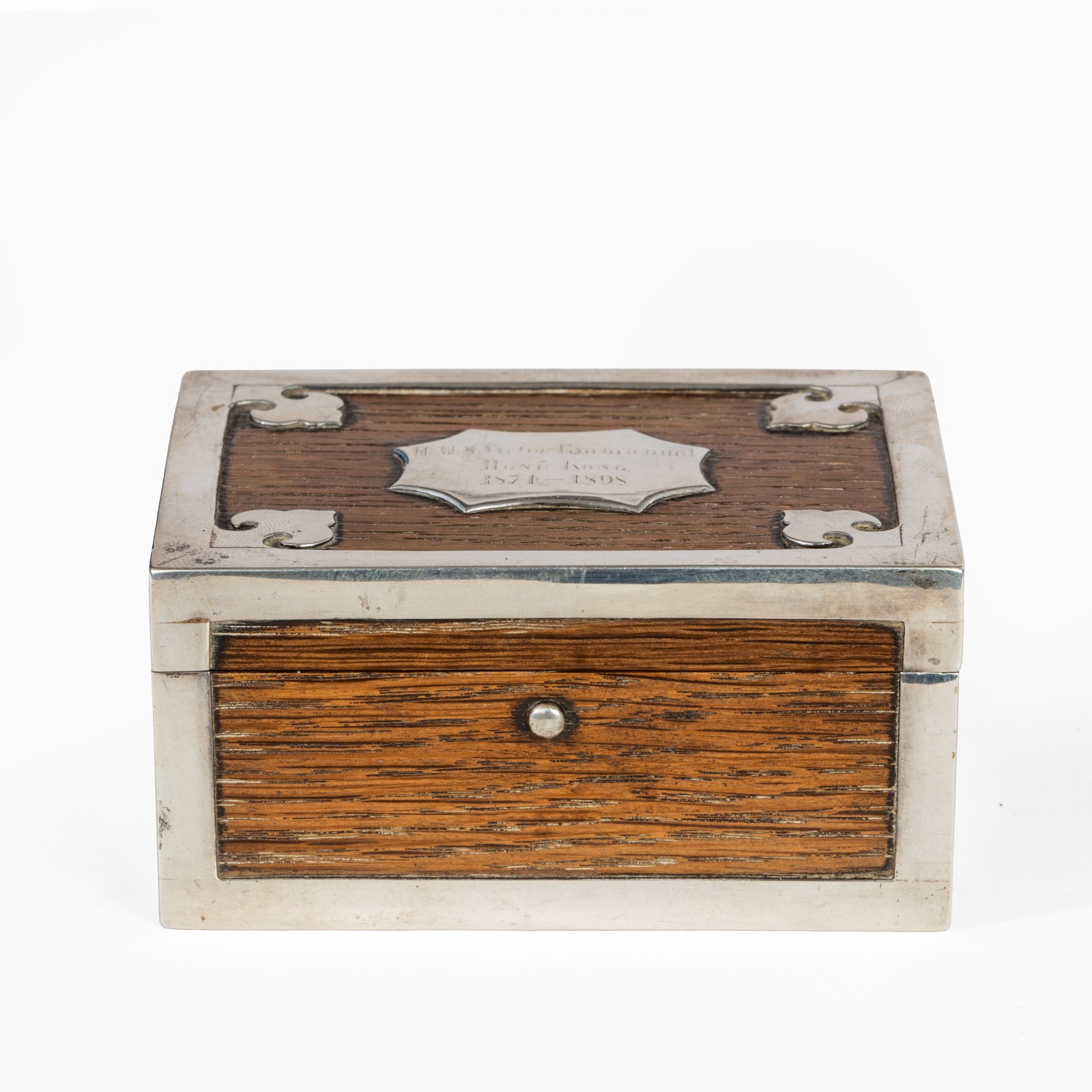 Silver Mounted Oak Box from the Ship's Timbers of HMS Victor Emmanuel (1 of 5) Silver Mounted Oak Box from the Ship's Timbers of HMS Victor Emmanuel (1 of 5)