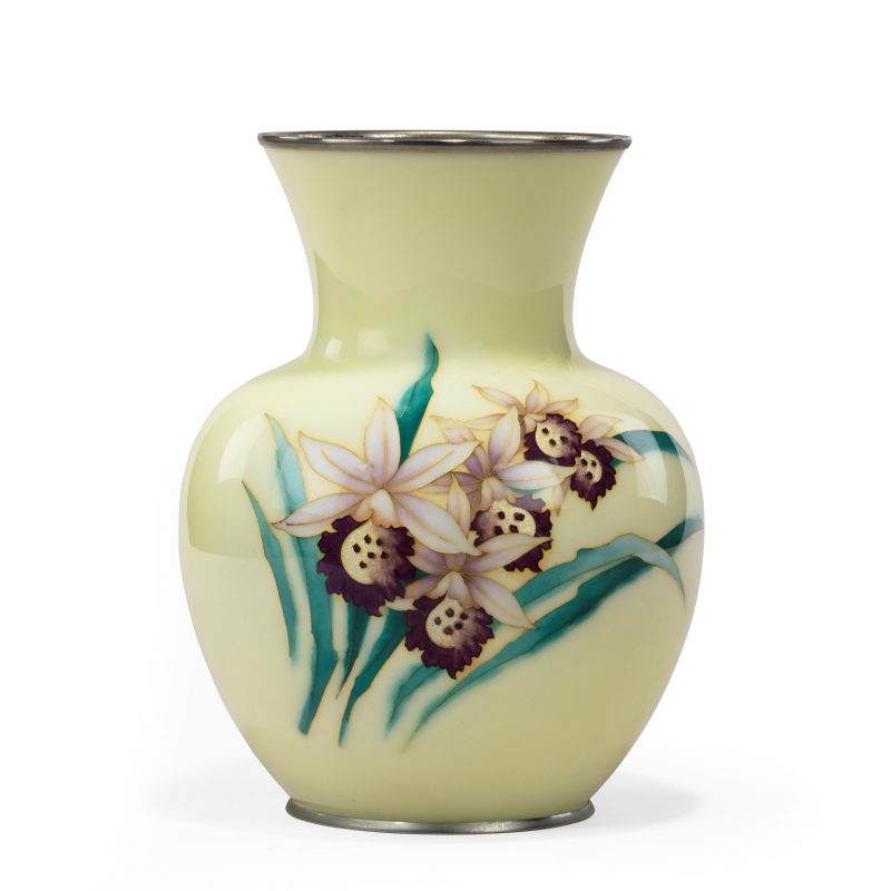 Showa Period Pale Yellow Cloisonné Vase by Tamura (1 of 4) Showa Period Pale Yellow Cloisonné Vase by Tamura (1 of 4)