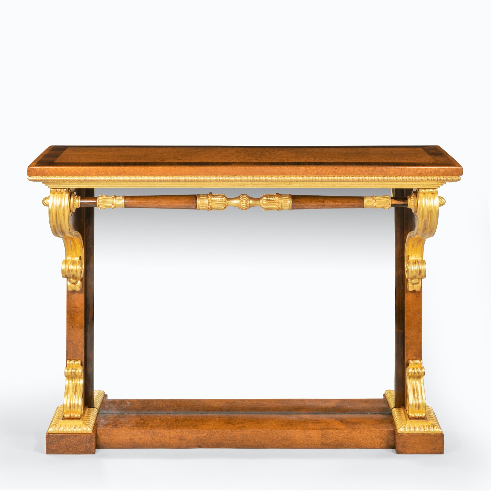 Striking George IV Amboyna, Rosewood & Gilt Console Table attributed to Morel & Seddon (1 of 12)