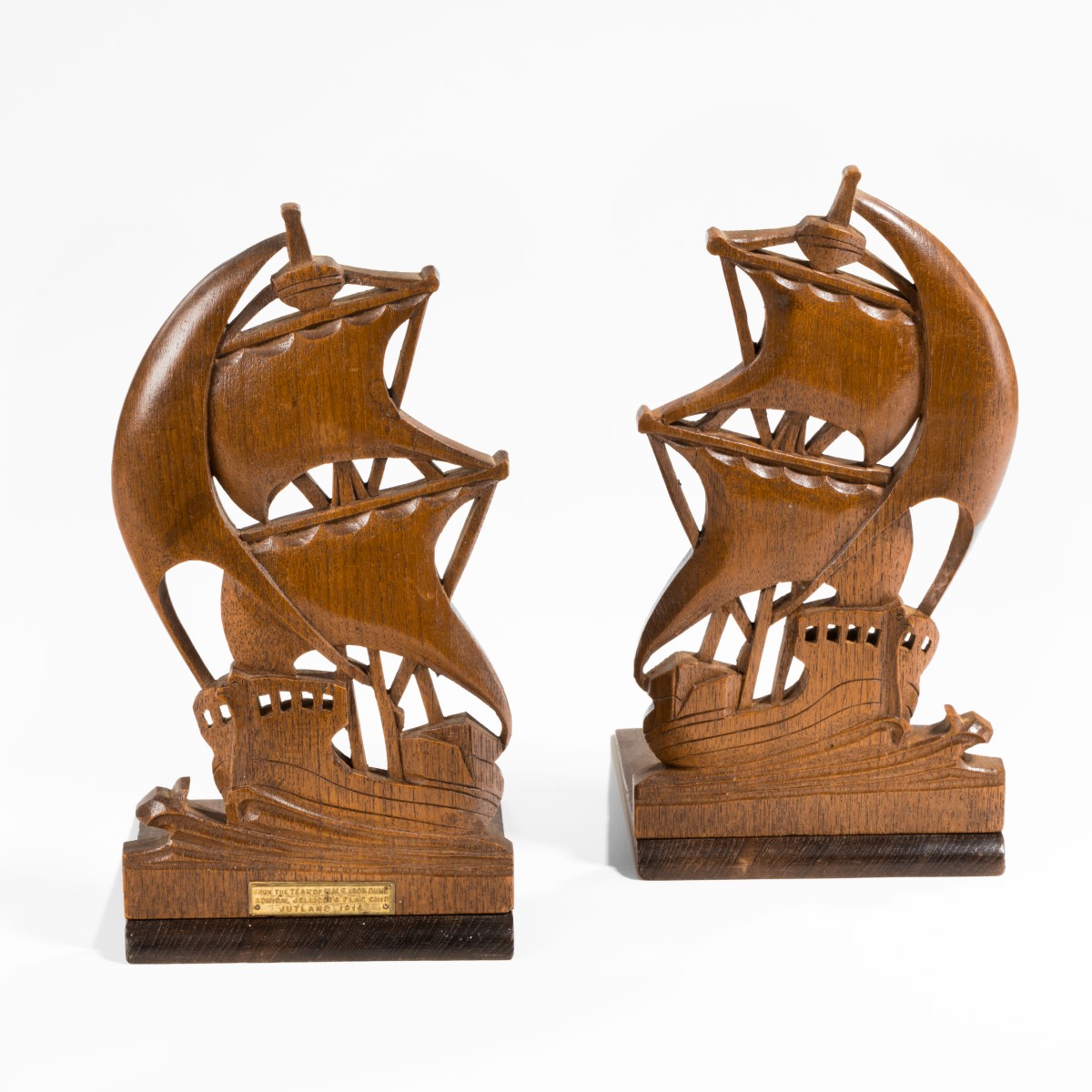 Pair of Teak Bookends From Hms Iron Duke (1 of 7) Pair of Teak Bookends From Hms Iron Duke (1 of 7)