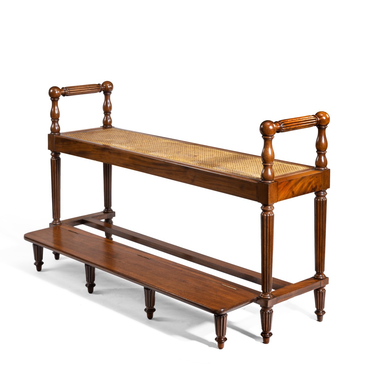 Louis Philippe Mahogany Hall Bench with Folding Foot-Rest (1 of 12)