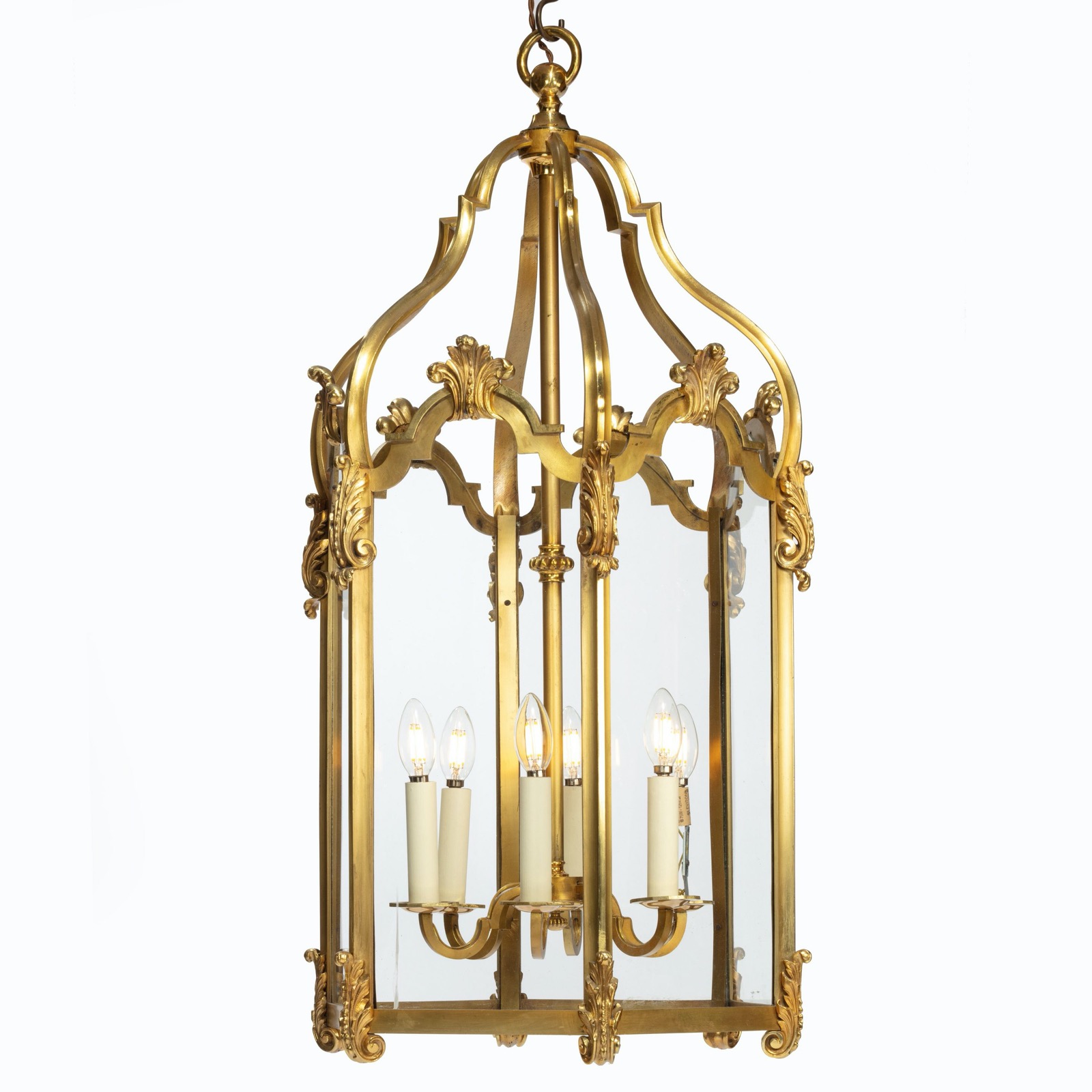 Late 19th Century French Hexagonal Ormolu Hanging Lantern (1 of 5) Late 19th Century French Hexagonal Ormolu Hanging Lantern (1 of 5)