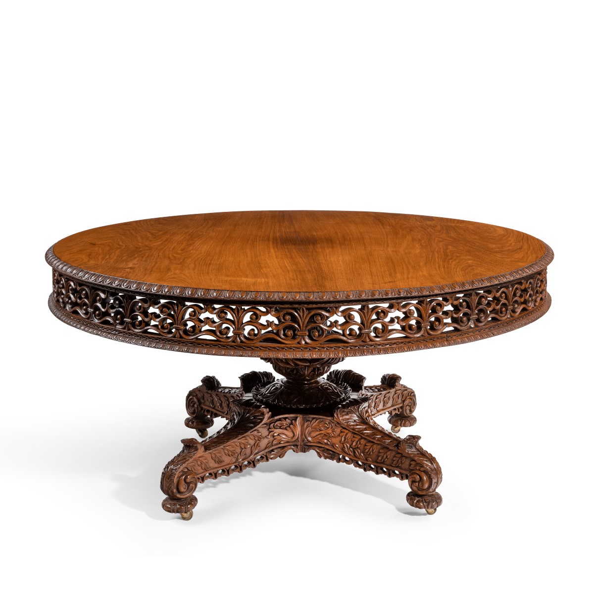 Indian Colonial Padouk Five-Foot Round Table (1 of 5)
