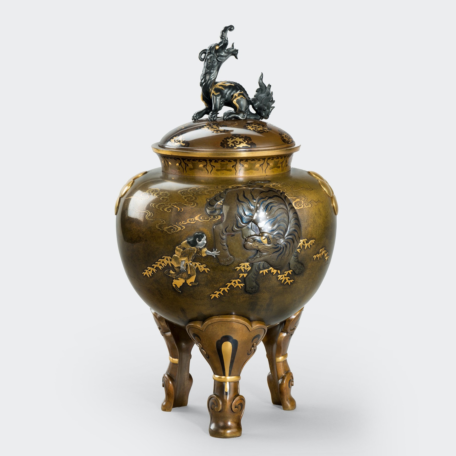 Large Bronze Tripod Koro attributed to the Kanazawa Doki Company (1 of 5)