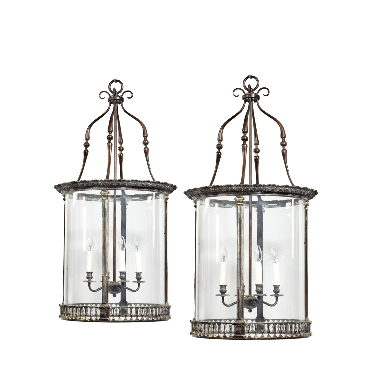 Pair of 20th Century Brass Hanging Lanterns in the Style of Lutyens (1 of 12) Pair of 20th Century Brass Hanging Lanterns in the Style of Lutyens (1 of 12)