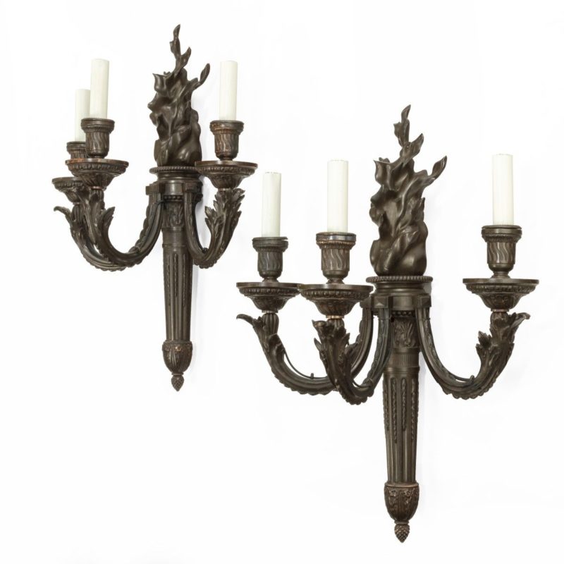 Pair of French Bronze Wall Lights c.1880 (1 of 4)