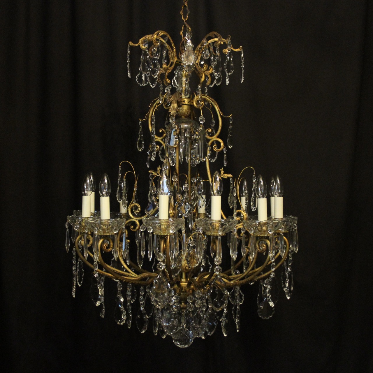 French Gilded Bronze Cage Antique Chandelier (1 of 10) French Gilded Bronze Cage Antique Chandelier (1 of 10)