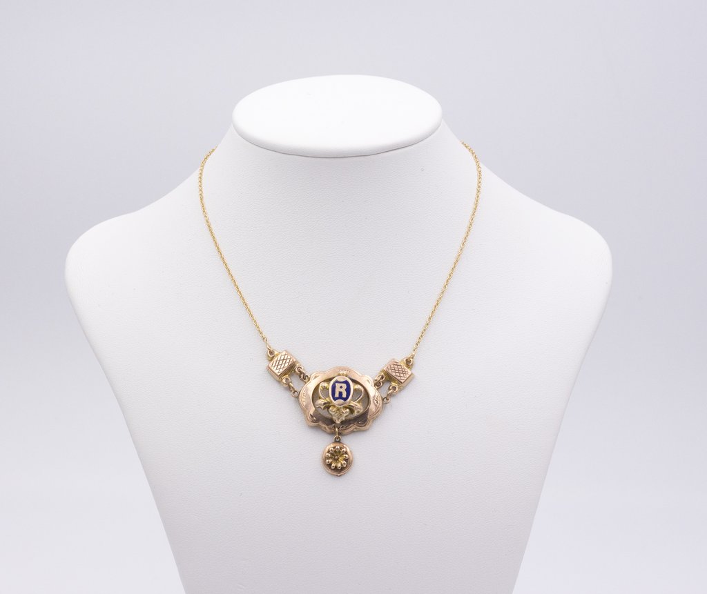 Bourbon 18K Gold Necklace with Central Enamel (1 of 1) Bourbon 18K Gold Necklace with Central Enamel (1 of 1)