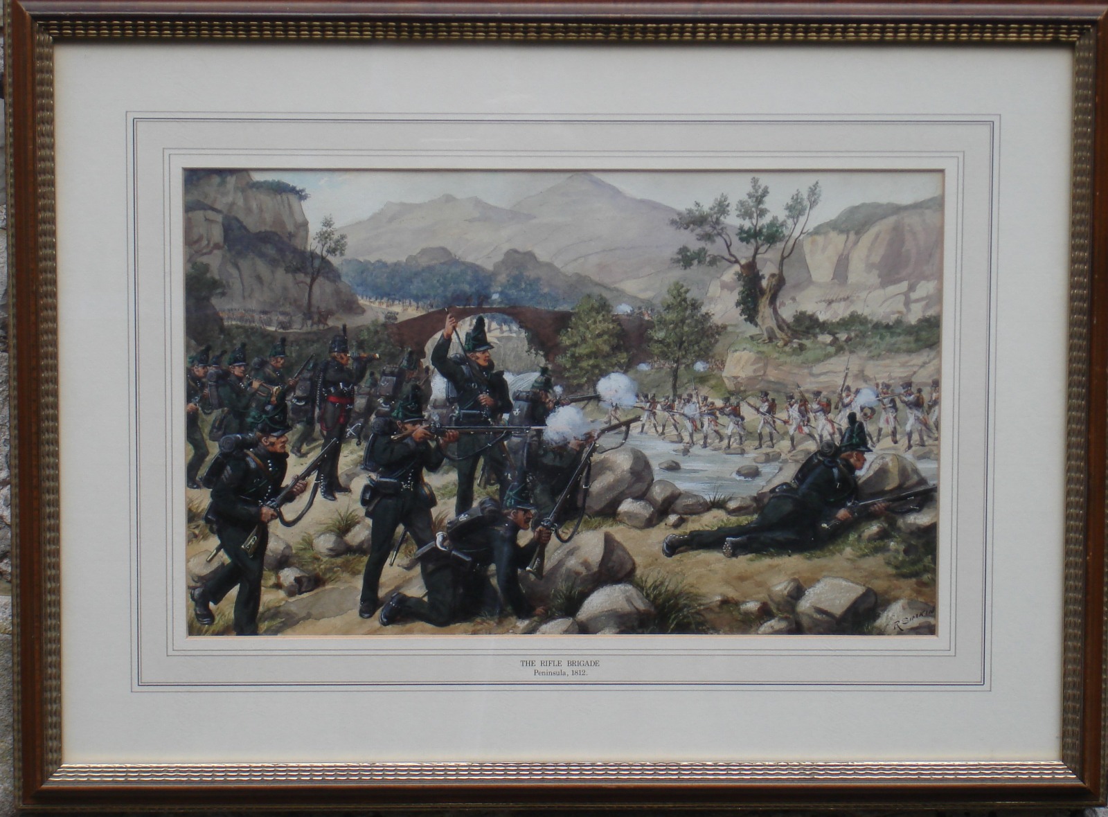 Richard Simkin - Watercolour - The Rifle Brigade in Action Against the French. Peninsula 1812 (1 of 1)