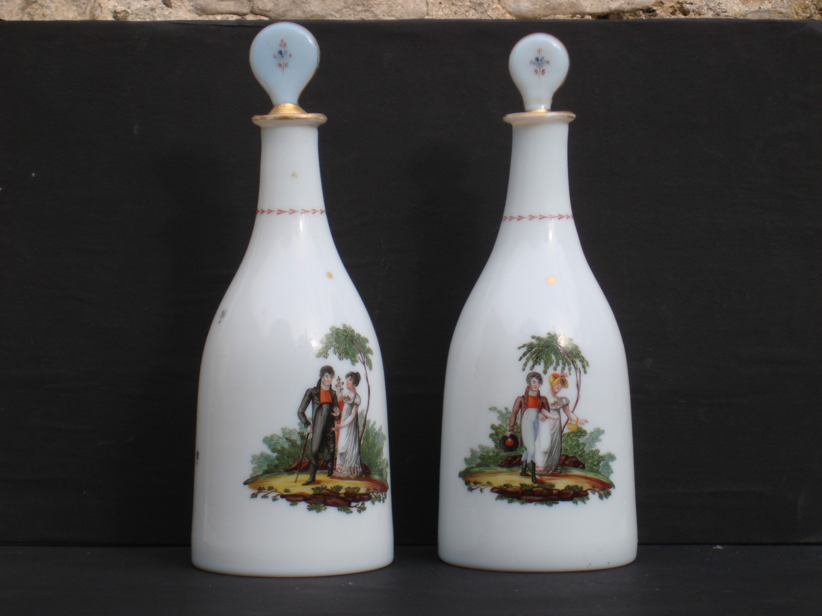 Pair of Regency Opaque Glass Decanters (1 of 1)