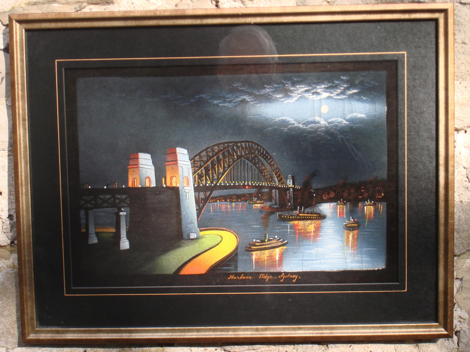 Sydney Harbour Bridge - Acrylic on Velvet (1 of 1)