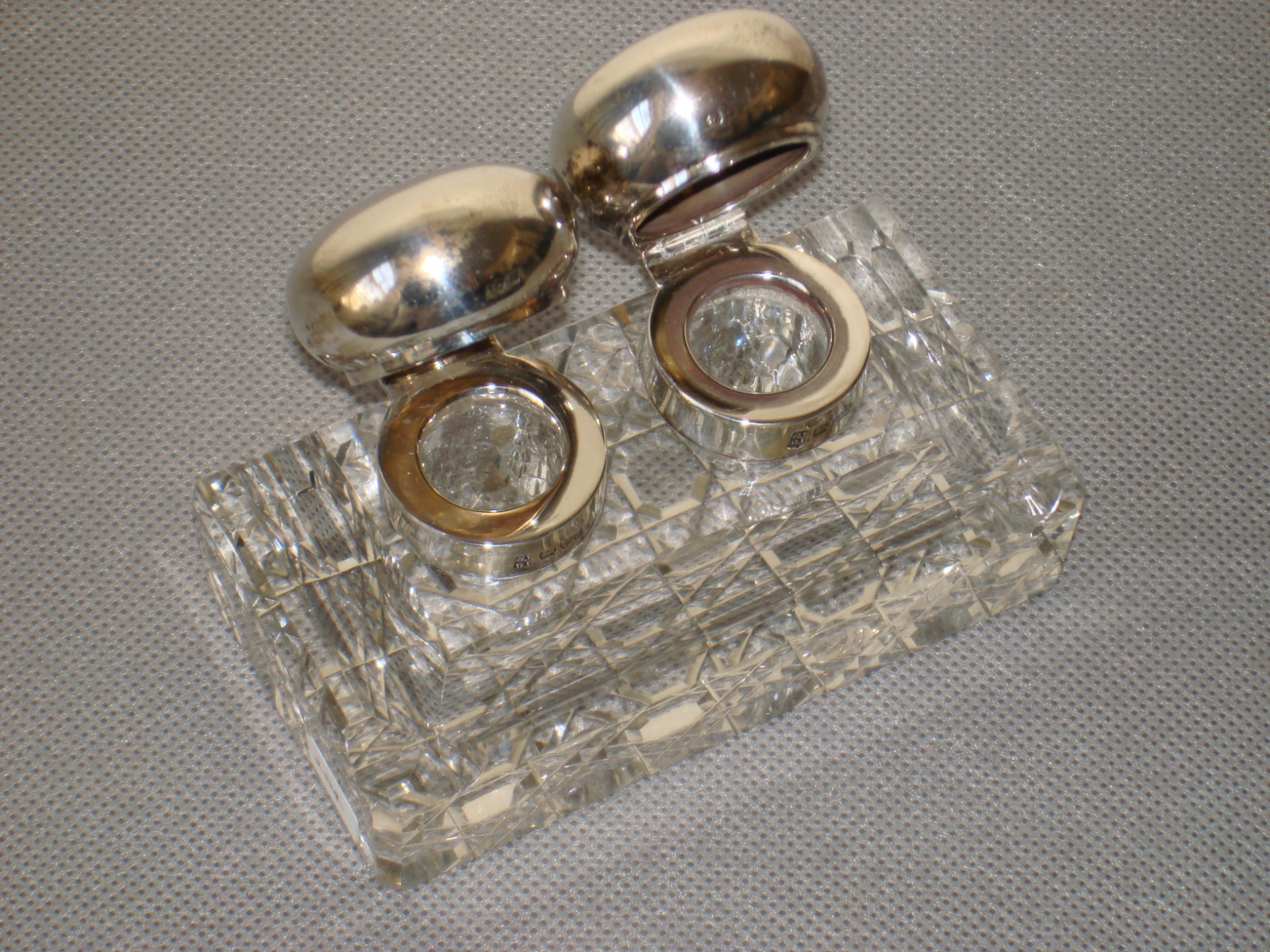 Edwardian & Cut Glass Double Inkwell (1 of 3)
