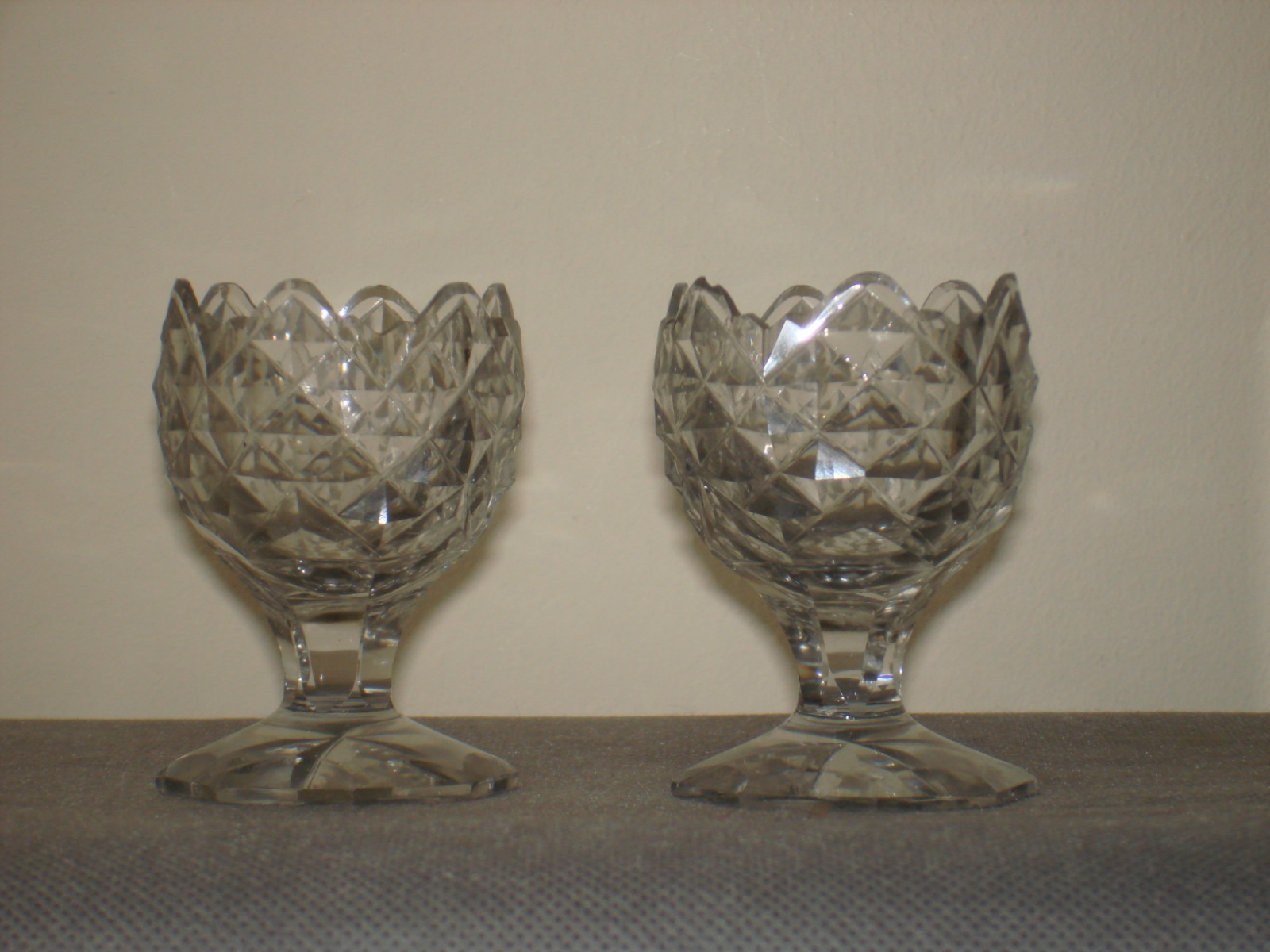 Pair of Cut Glass Circular Salts (1 of 1)
