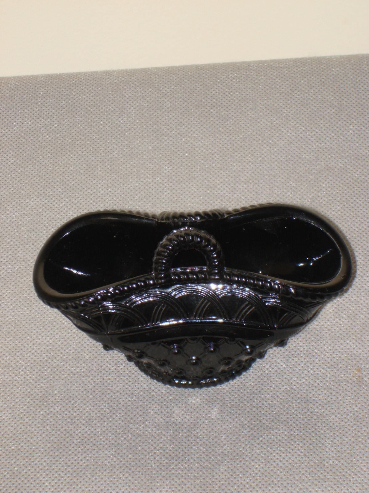 Late 19th Century Black Pressed Glass Posy Basket (1 of 2)