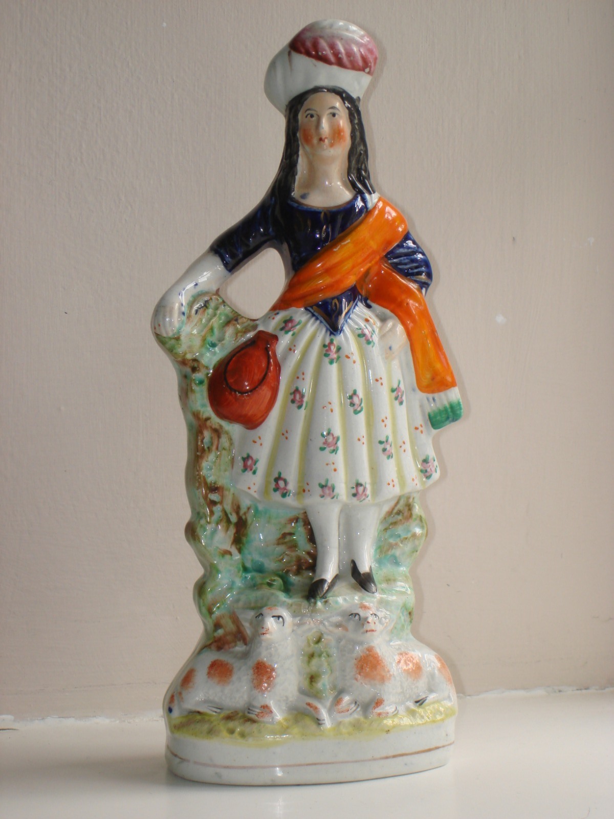 Staffordshire Pottery Figure F A Young Lady Shepherd (1 of 1)