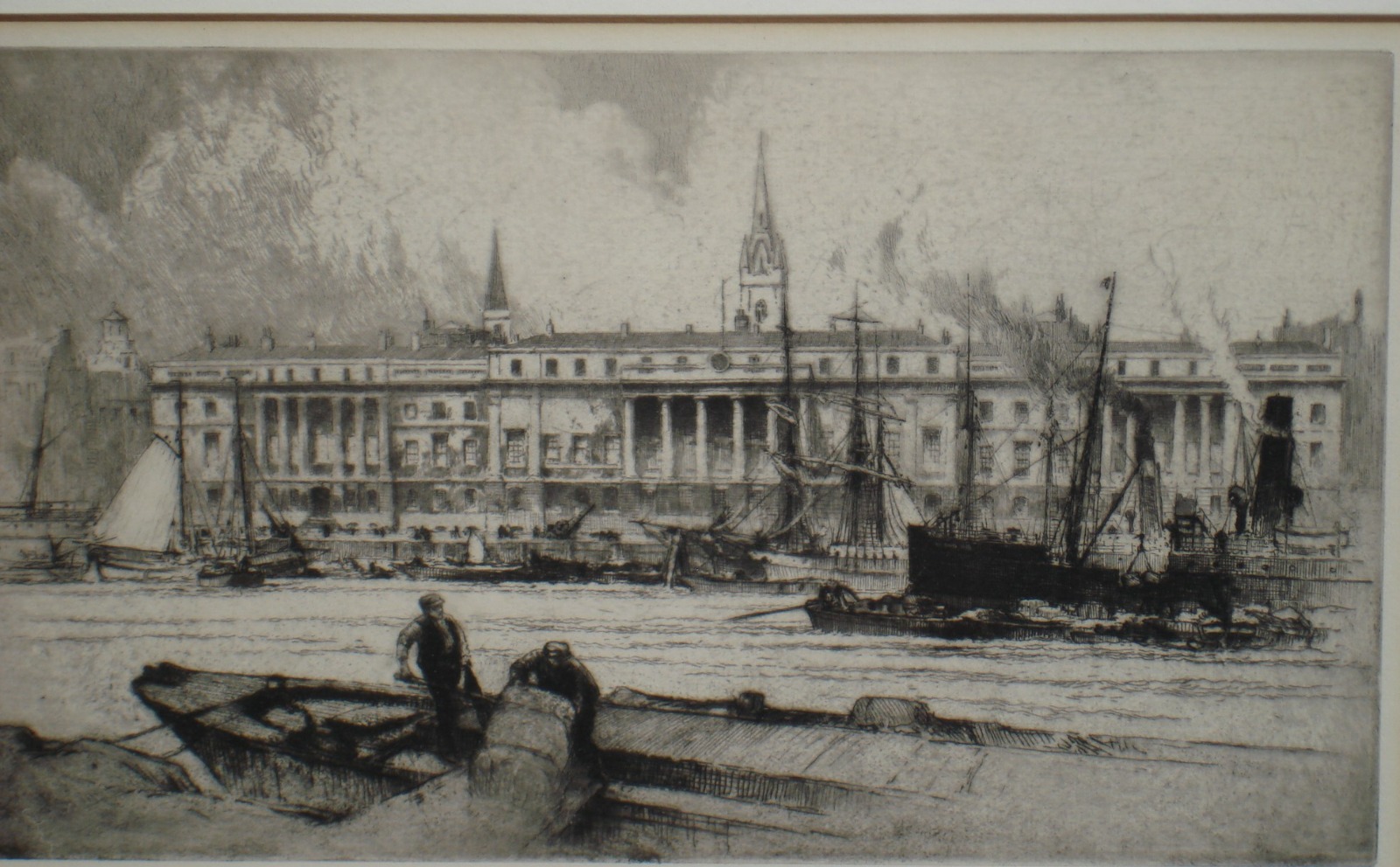 The Custom House, London - Etching by Percy Robertson (1 of 1)