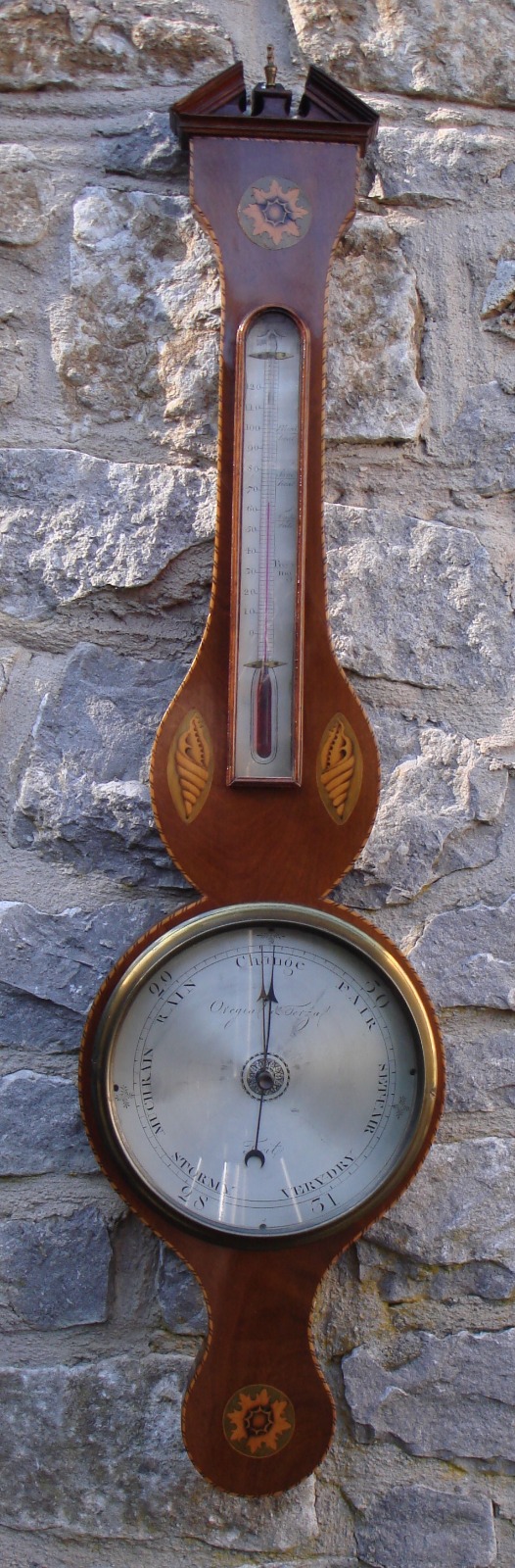 Mahogany Wheel Barometer, Oregial & Ferzal (1 of 1)