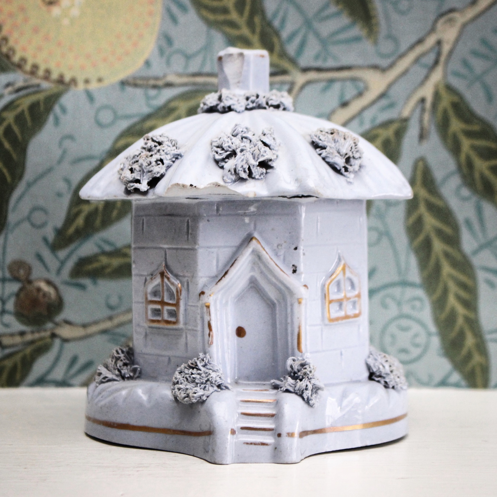 Rare Antique Staffordshire Lilac Pottery Pastille Burner, Octagonal Form (1 of 1) Rare Antique Staffordshire Lilac Pottery Pastille Burner, Octagonal Form (1 of 1)