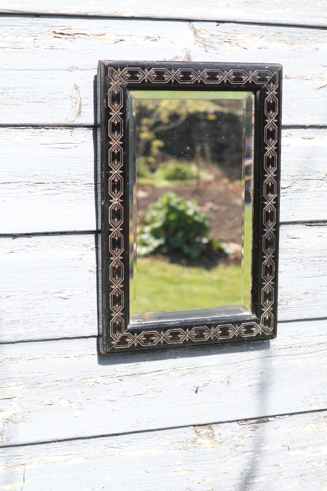 Aesthetic Movement, Ebonised Wall Mirror with Geometric Pattern & Decorative Engraving c.1870 (1 of 26)