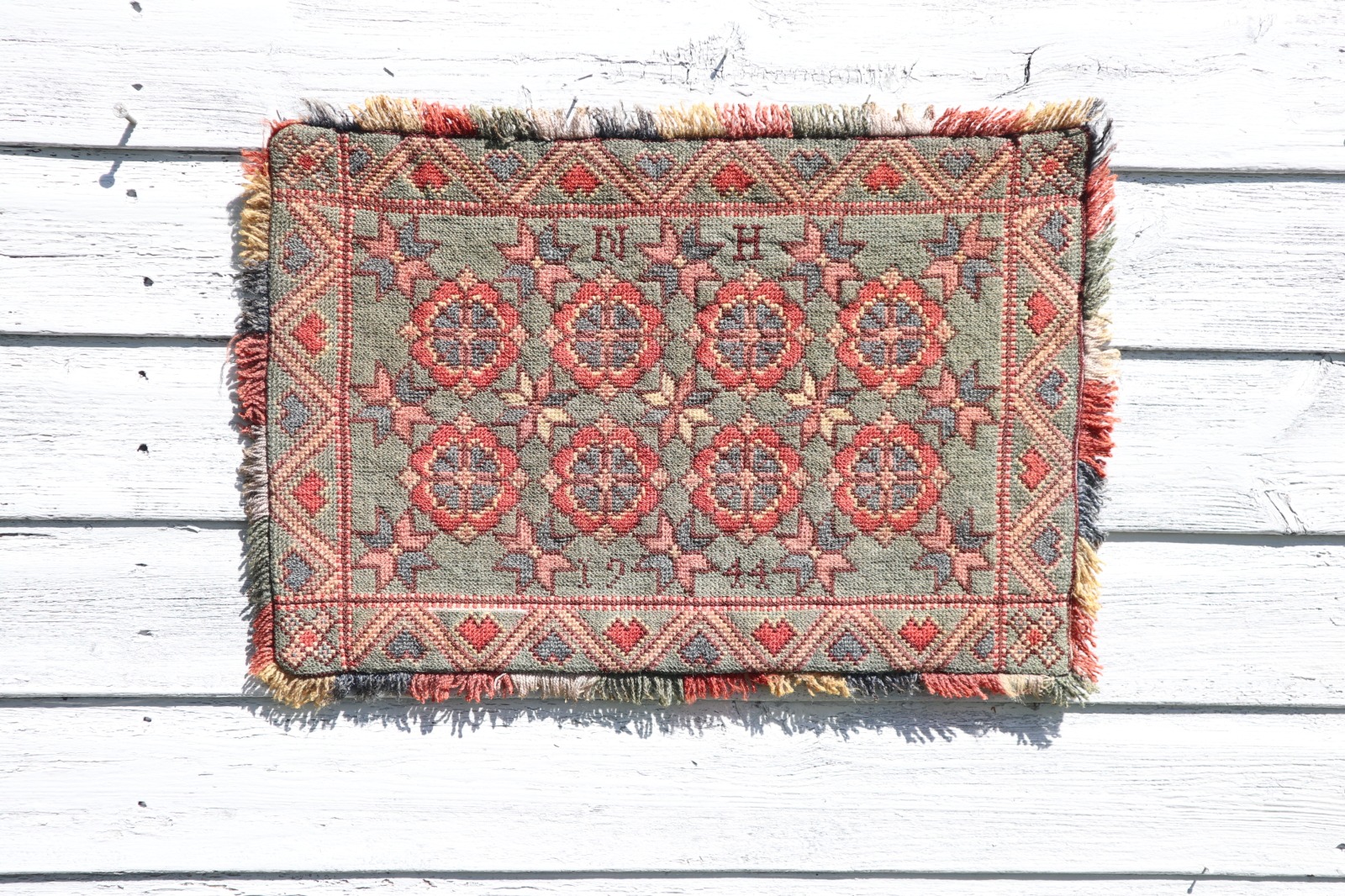 Scandinavian / Swedish 'Folk Art' Hand Woven 'Agedyna' Cushion / Coverlet / Wall Hanging, Skåne Region,1944 (1 of 15)