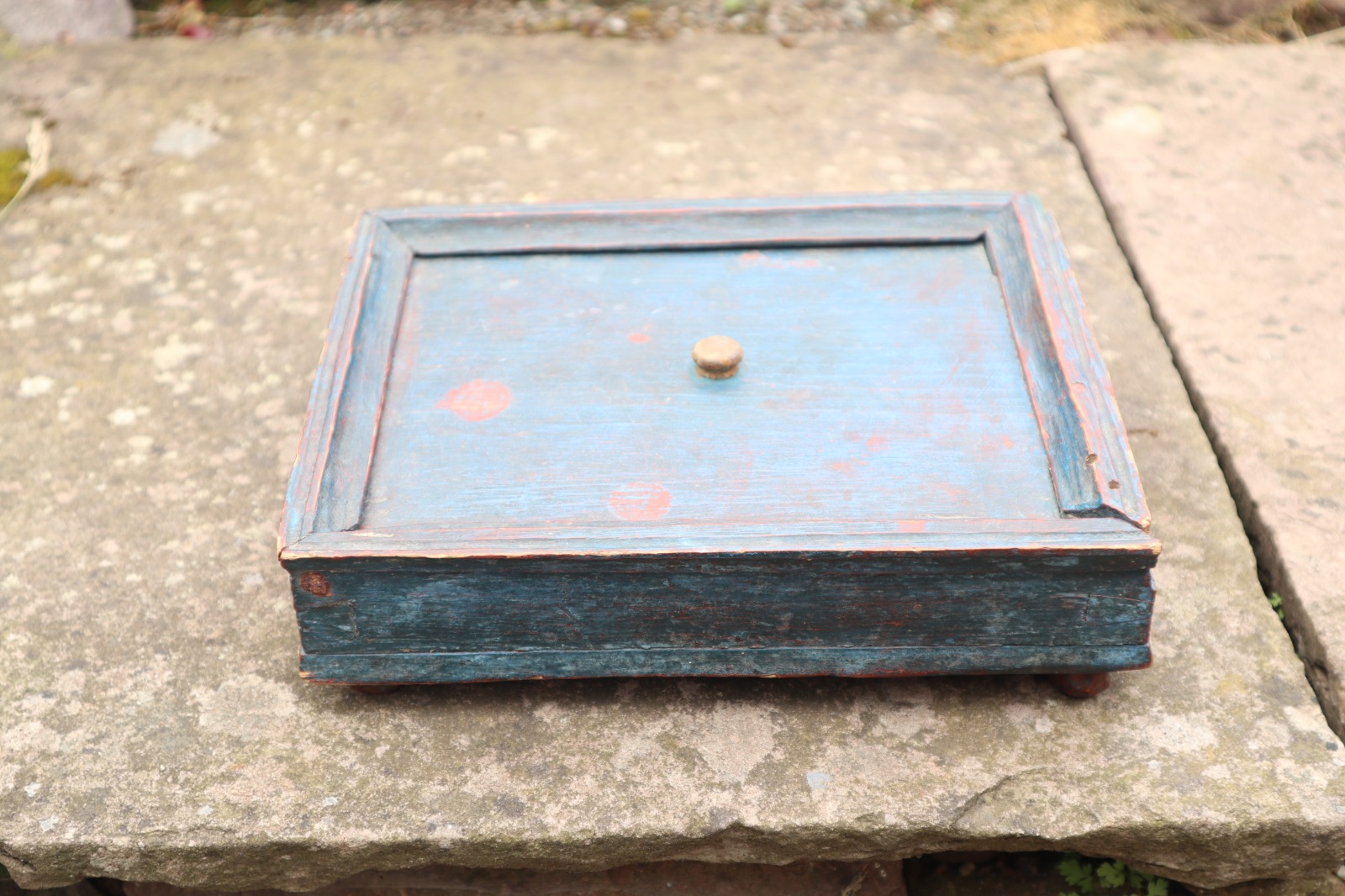 Scandinavian / Swedish Folk Art Original Paint Wooden Spice Box with a Sliding Draw Lid & Sections c.1800 (1 of 15)