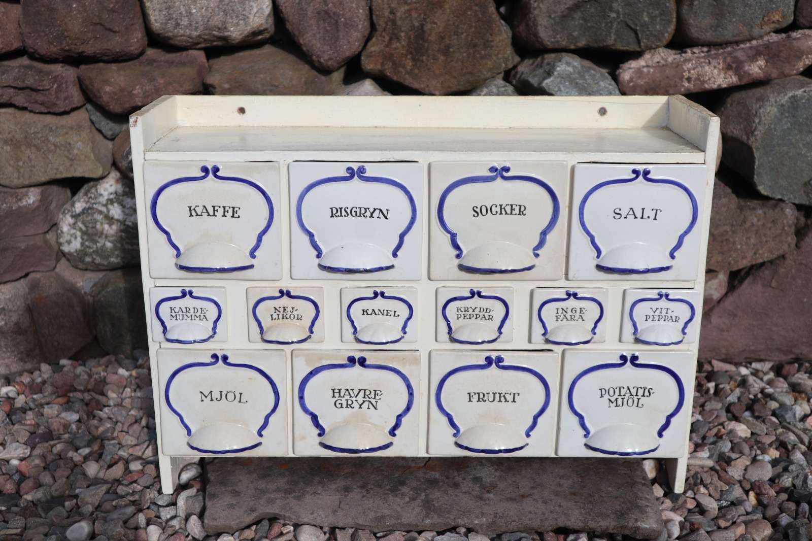 Scandinavian / Swedish Gustavsberg Porcelain 14 Pieces, Wall Spice Shelf, designed by Wilhelm Kåge, 1929-1939 (1 of 41)