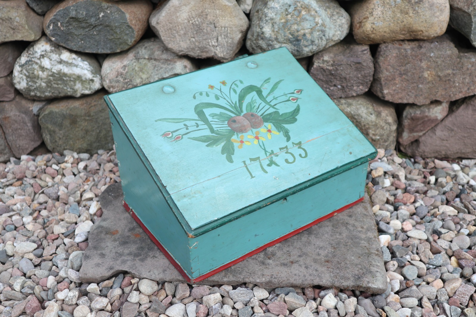 Scandinavian / Swedish 'Folk Art' Painted Writing Slope / Desk Box, 'Rosmålning' Decoration, Marked 1733 (1 of 20)