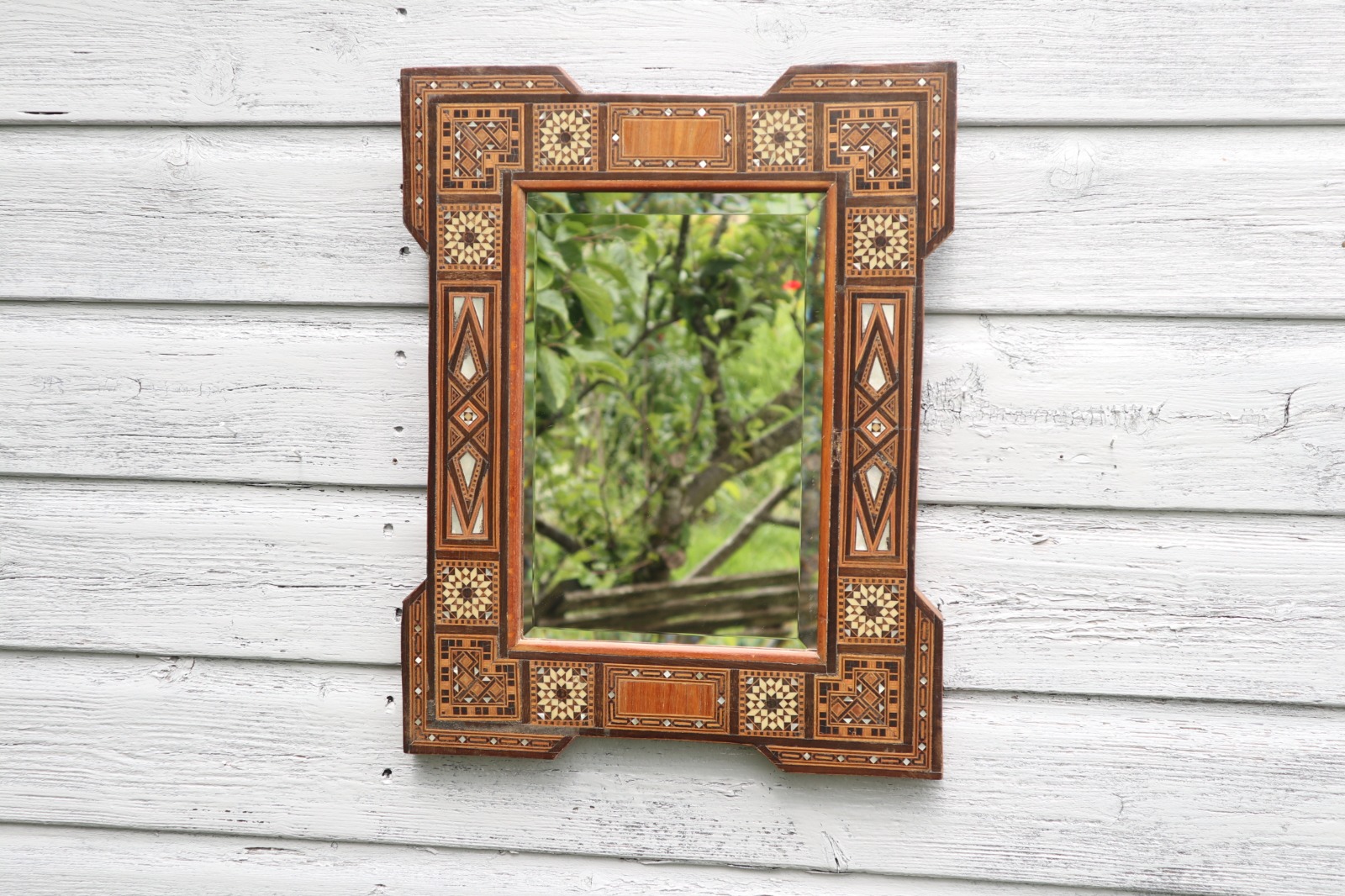 Moroccan, Mother of Pearl, Micro-Mosaic Inlay & Parquetry Frame with Bevelled Wall Mirror c.1925 (1 of 34)